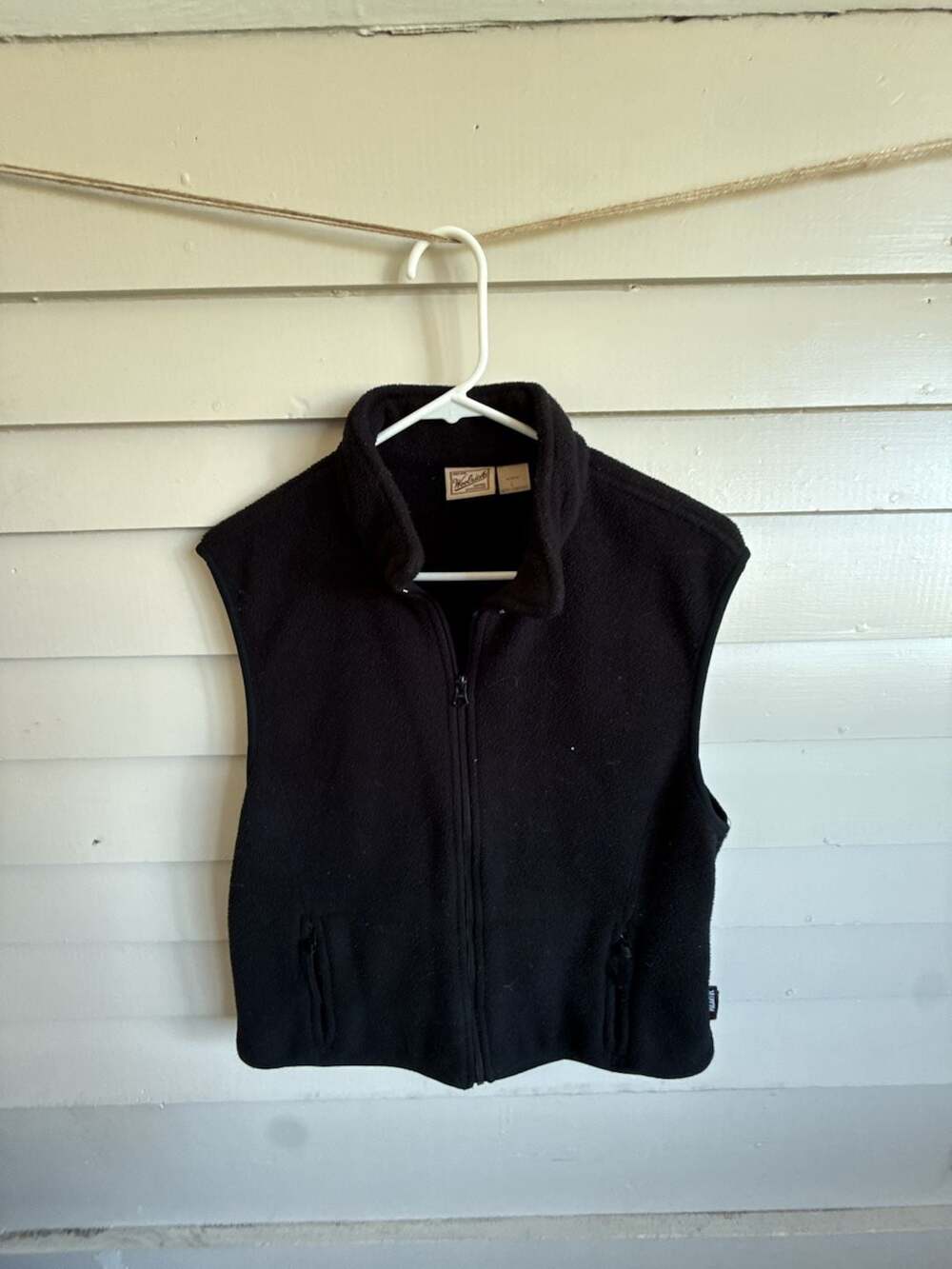 Woolrich Fleece Vest Size L Black Polartec Zip